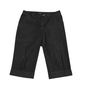 Talbots Capri Pants Women’s 16W Black Denim Cotton Stretch Mid Rise